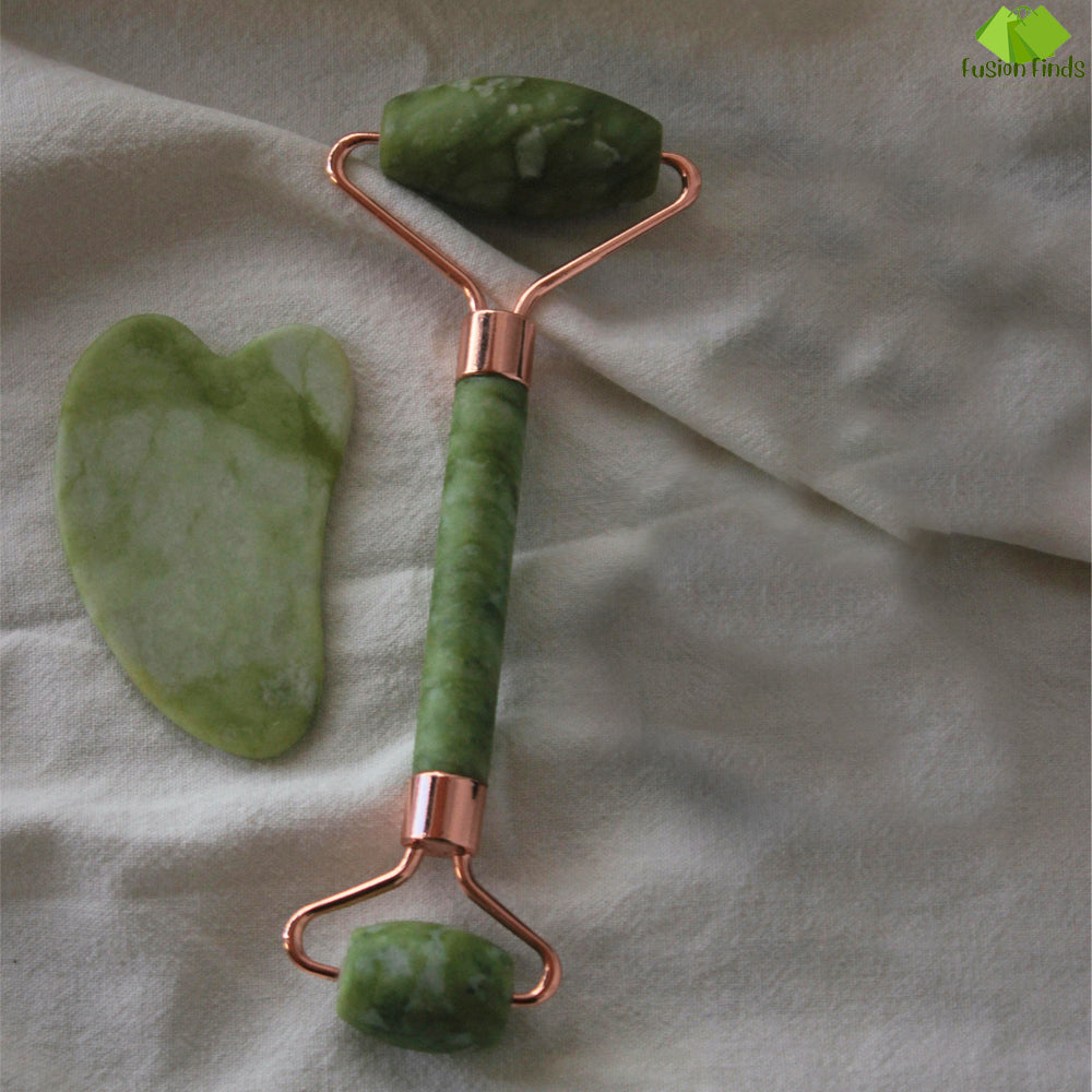 Original Rose Quartz Gua Sha stone & Jade Roller