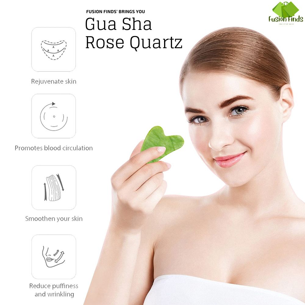 Original Rose Quartz Gua Sha stone & Jade Roller