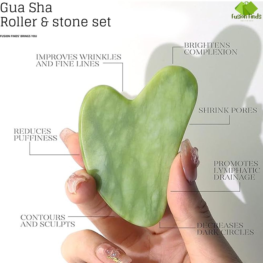 Original Rose Quartz Gua Sha stone & Jade Roller