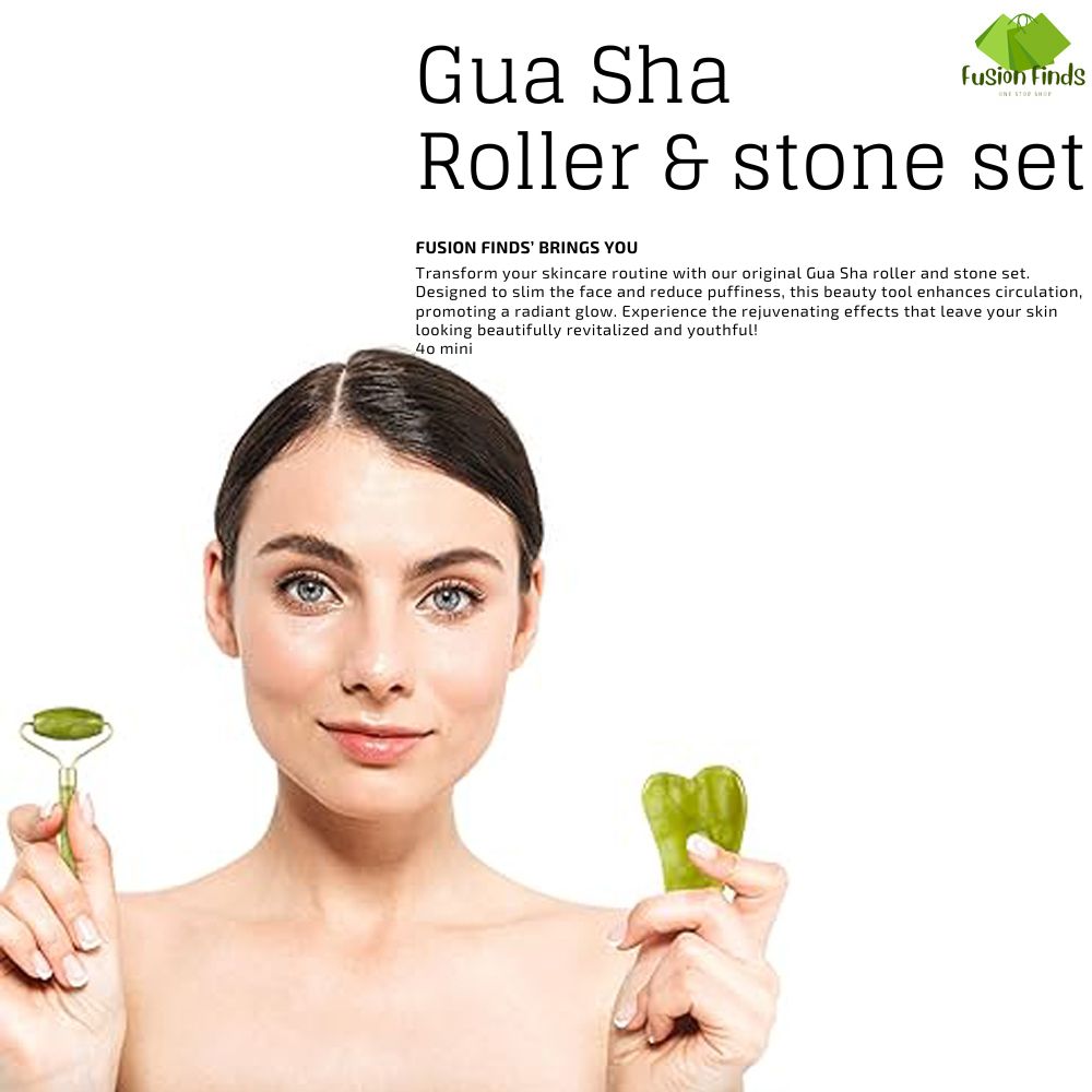 Original Rose Quartz Gua Sha stone & Jade Roller