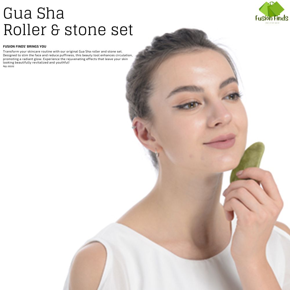 Original Rose Quartz Gua Sha stone & Jade Roller