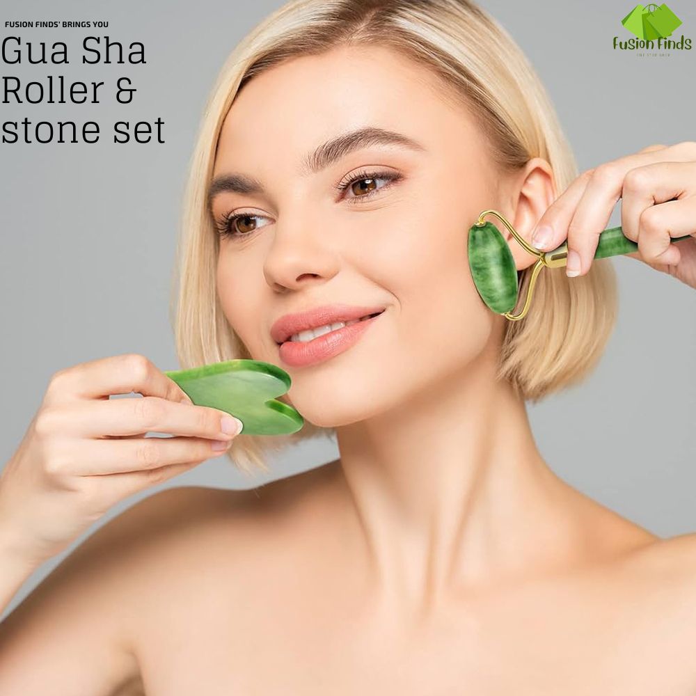 Original Rose Quartz Gua Sha stone & Jade Roller