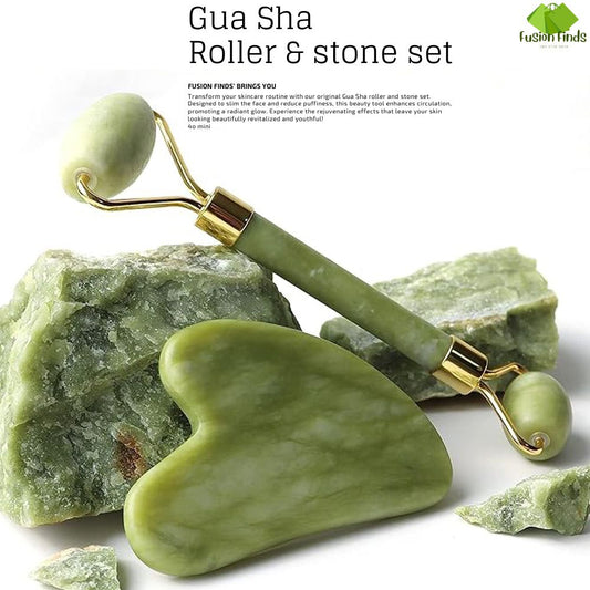 Original Rose Quartz Gua Sha stone & Jade Roller