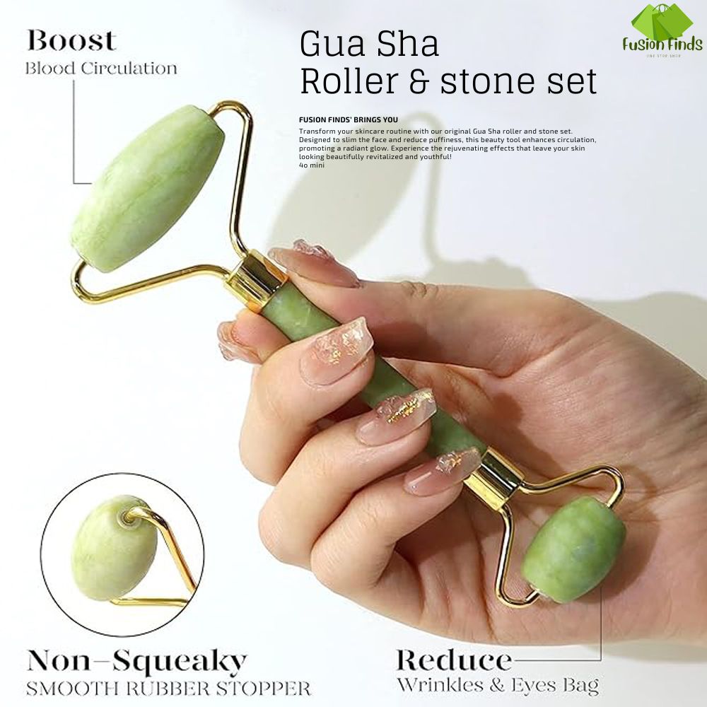 Original Rose Quartz Gua Sha stone & Jade Roller